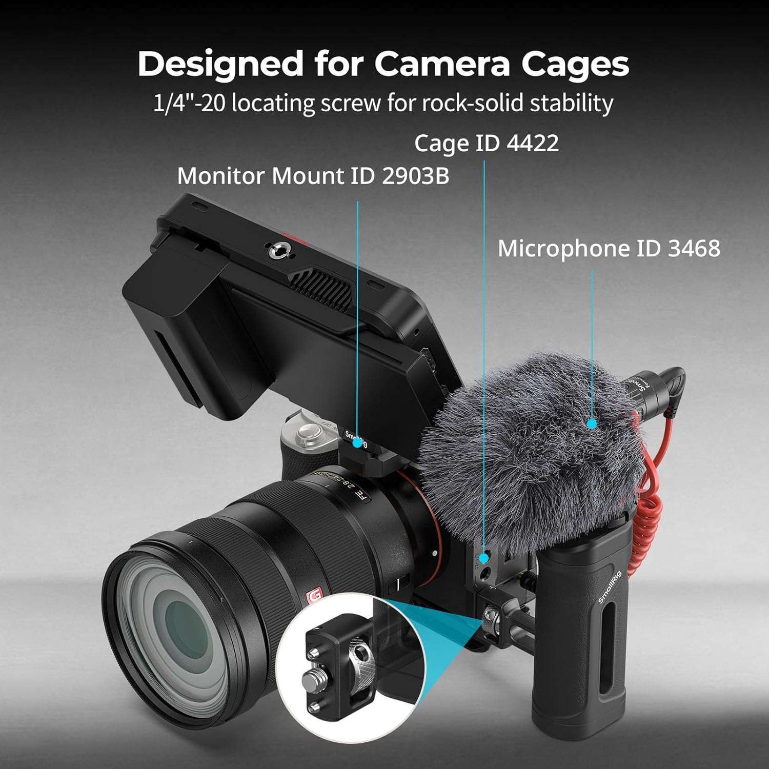 Thumbnail 1 de SmallRig Mini Poignée Latérale 1/4-20 pour Cage de Caméra — Réglable et Portée Accessoires Intégrée