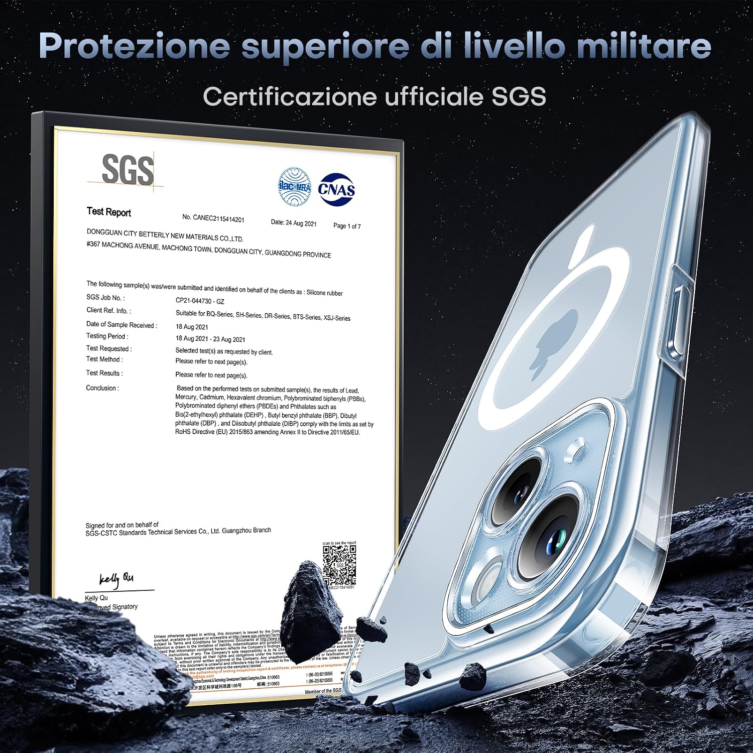 Detalle 2 de TOCOL Cover magnetica iPhone 15 6,1" trasparente con MagSafe