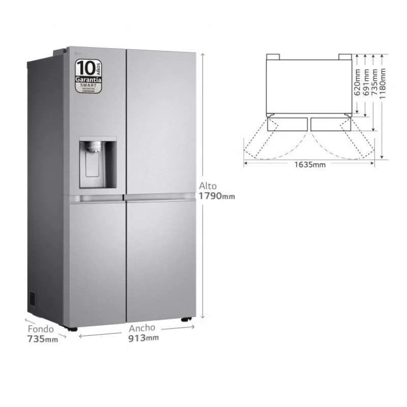 Detalle 2 de LG Serie 900 GSLE91MBAC Frigorífico Americano con acero texturizado antihuellas