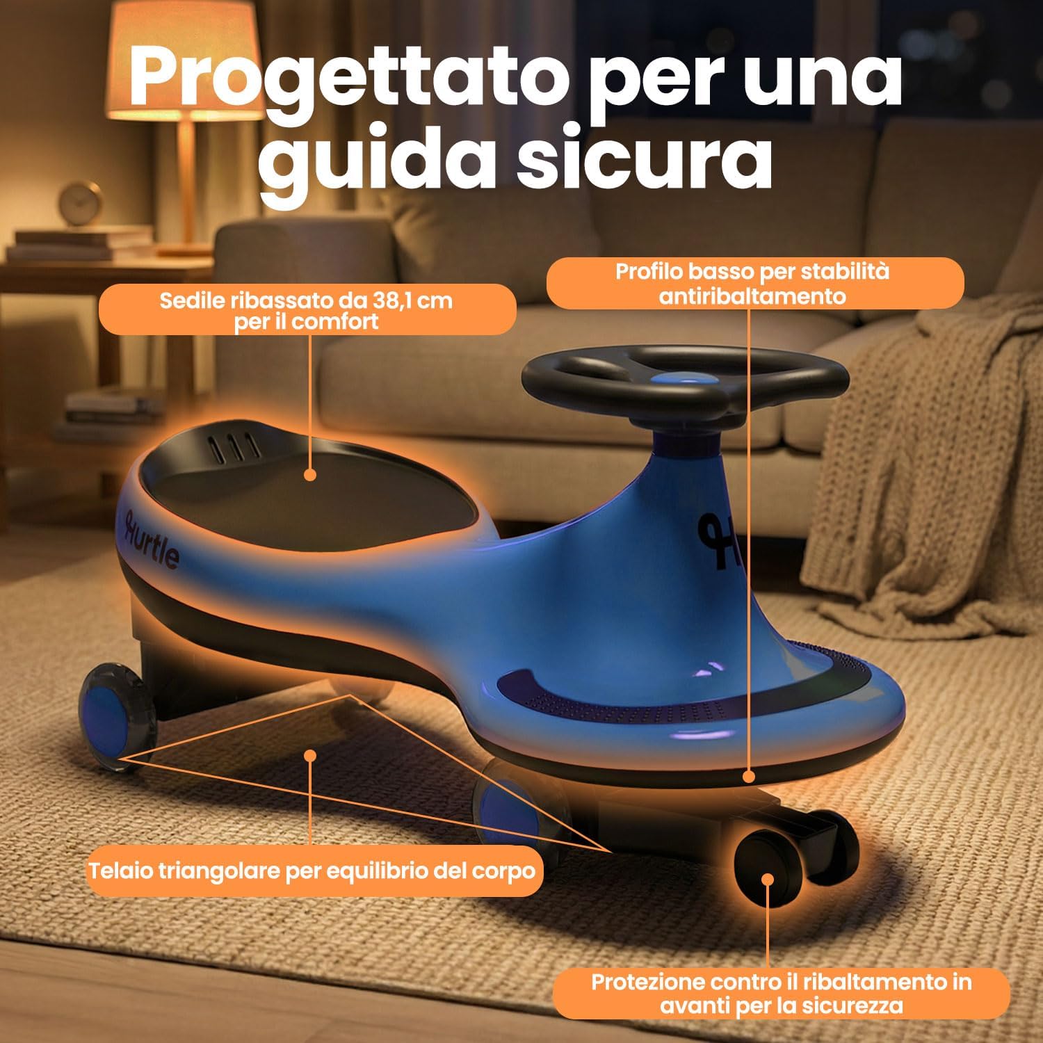 Detalle de Hurtle Macchina per Bambini cavalcabile a movimento oscillante, senza pedali né batterie (blu)