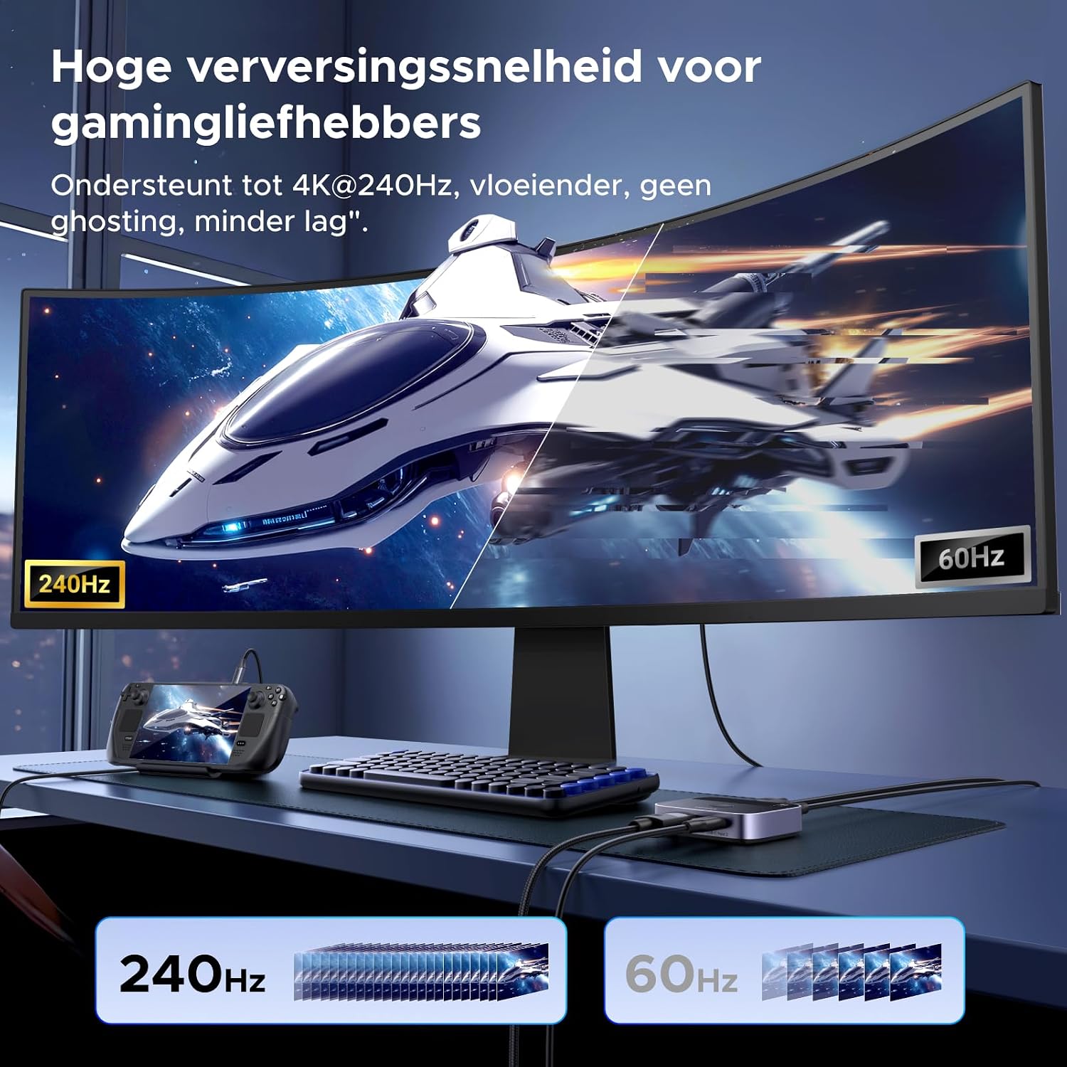 Detalle 1 de UGREEN DP+USB-C-switch met 2 ingangen, 1 uitgang en 8K@60Hz