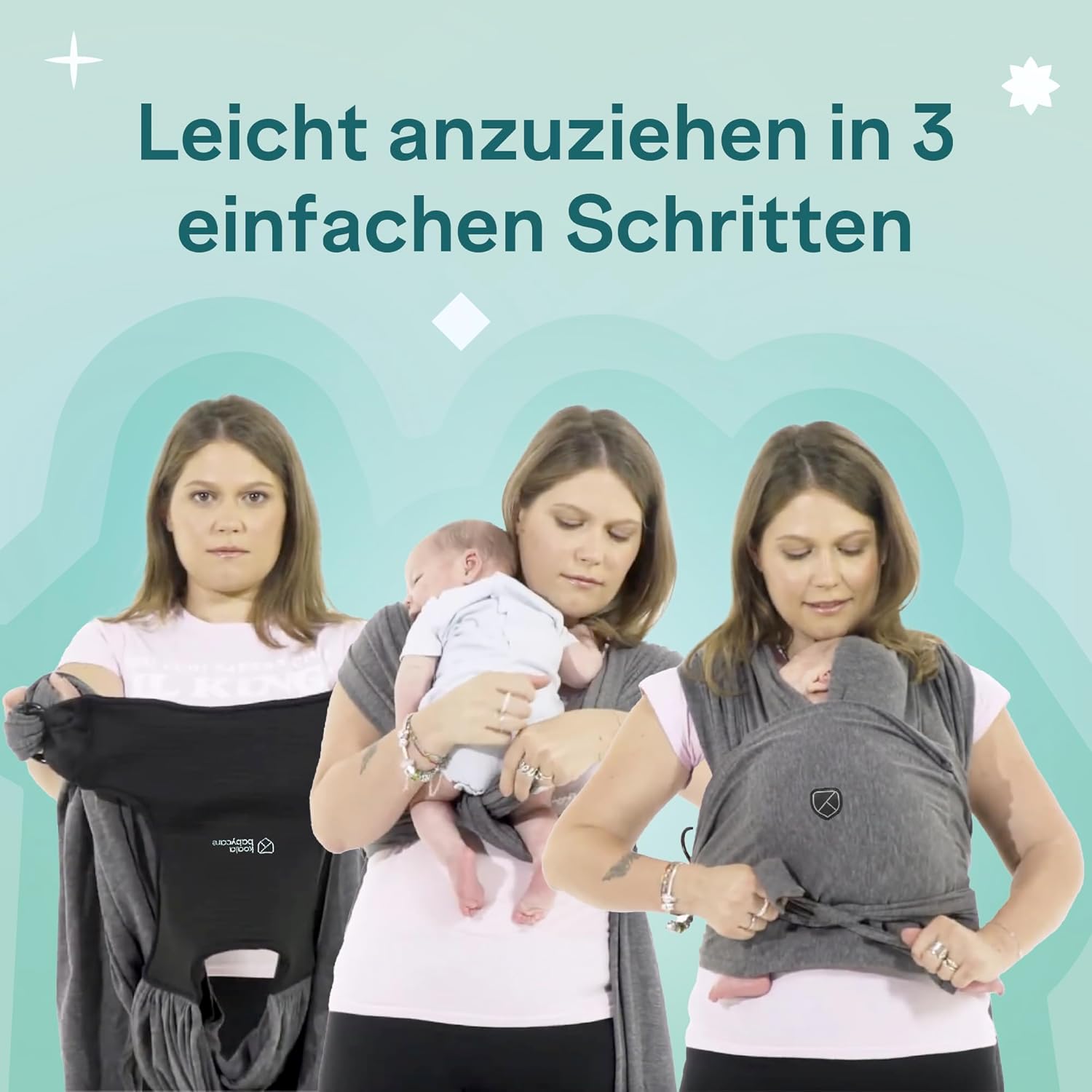 Thumbnail 2 de Koala Babycare Tragetuch für Neugeborene (bis 9 kg) – schnell anzuziehen, Rückenstütze, schwarz