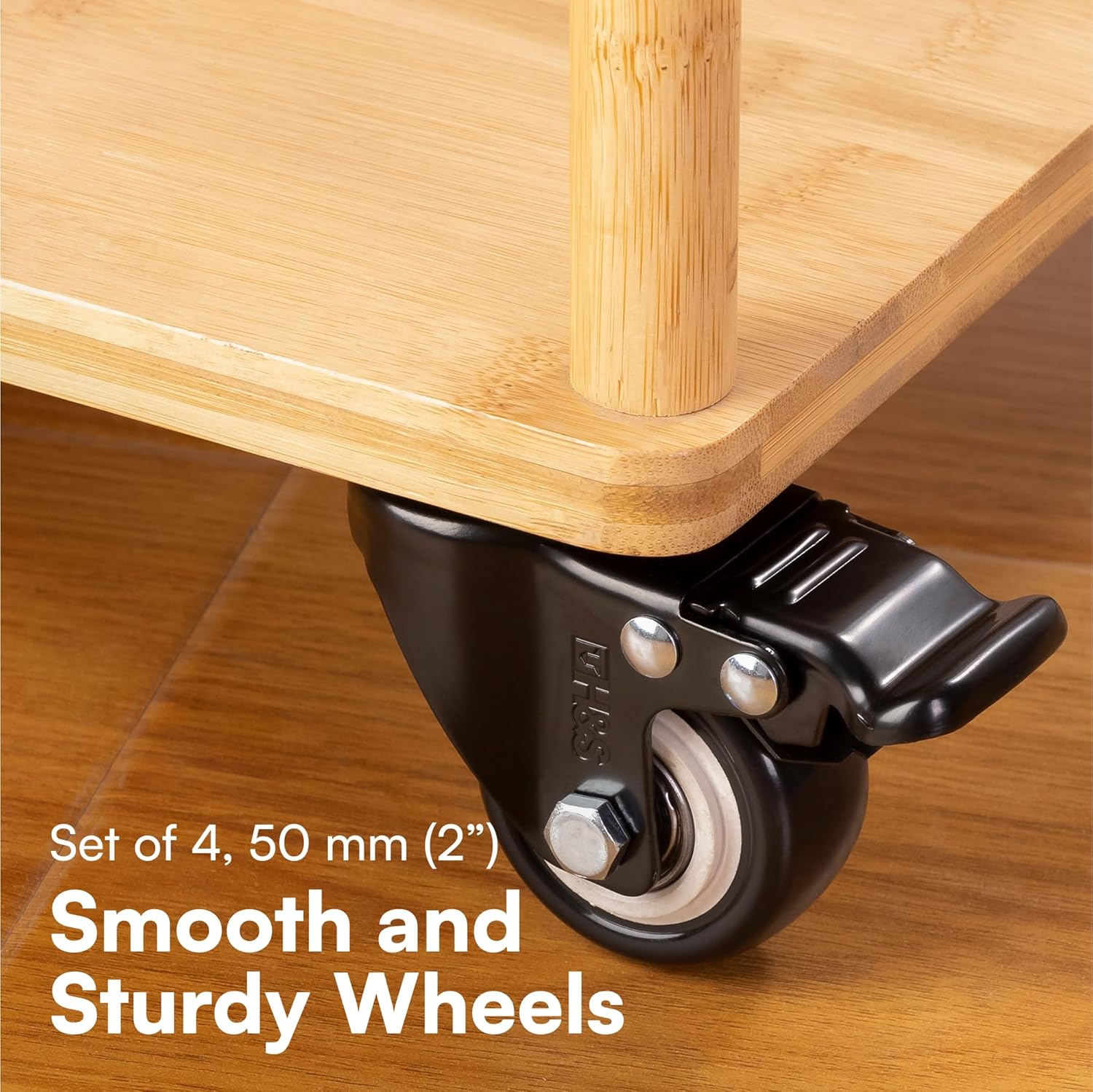 Thumbnail 1 de H&S 4 Castor Wheels 200KG 50mm PU Swivel Trolley