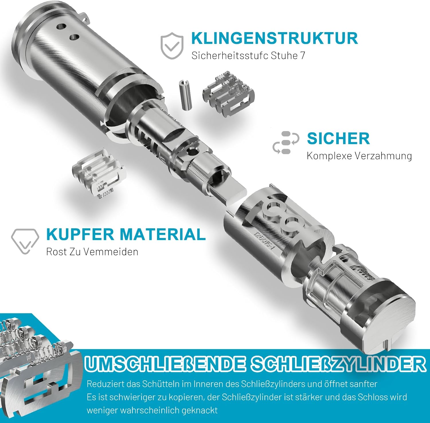 Detalle 2 de TECHCYC Faltschloss für Fahrräder mit 3 Schlüsseln, gehärteter Carbonstahl & Halterung (120 cm)
