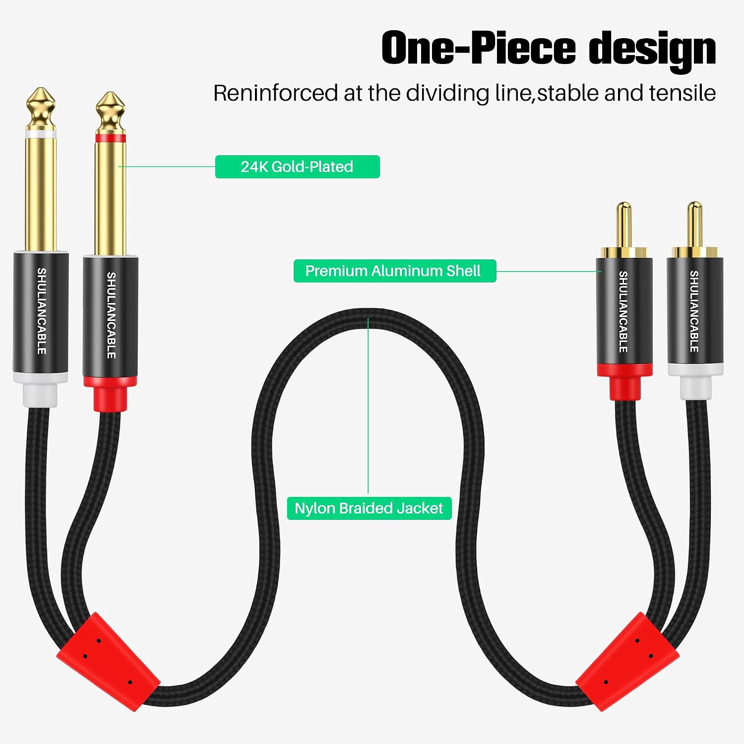 Detalle 1 de SHULIANCABLE 1/4-Inch to RCA Audio Cable, 6.6 ft