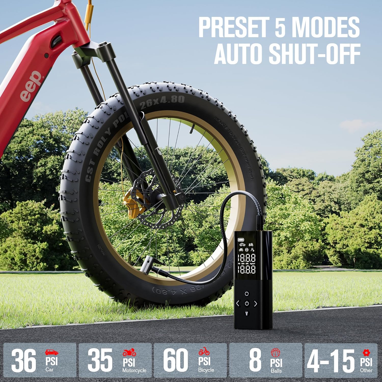 Thumbnail 2 de GOOLOO AP150 portable car tyre inflator (cordless) with LED screen and auto shut-off