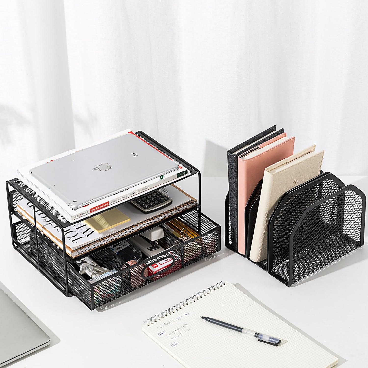 Thumbnail 5 de Amazon Basics Mesh Desk Organizer with Sliding Drawer and Double Tray