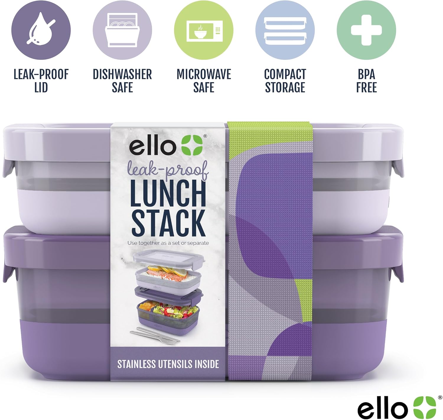 Thumbnail 2 de Ello Bento Box Lunch Stack 2-Pack