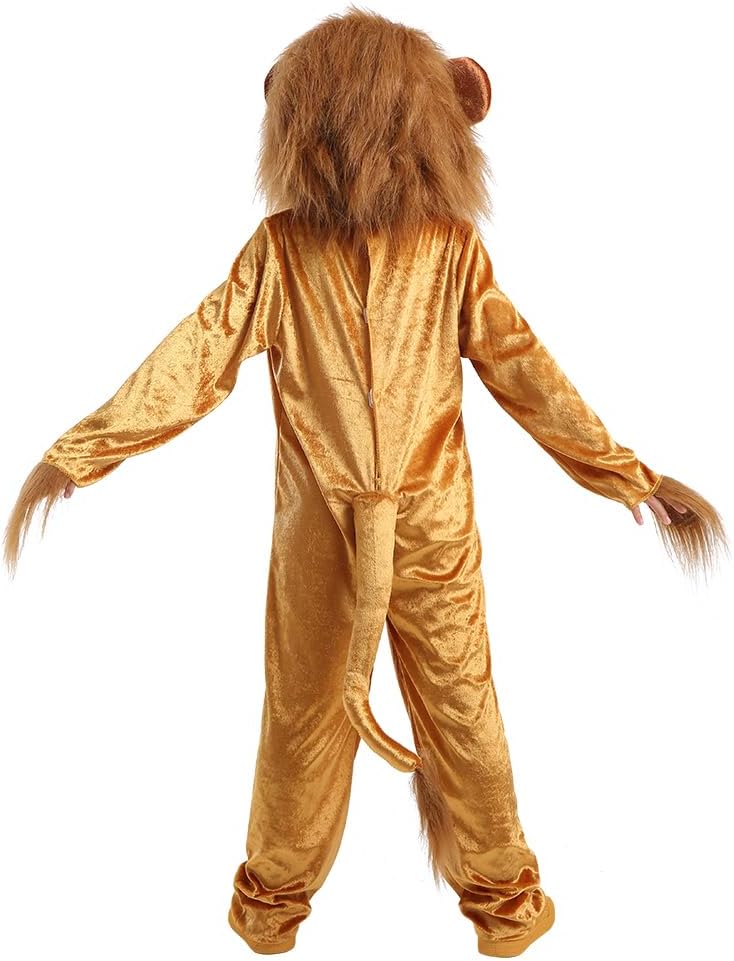 Detalle 2 de Seasons Cuddly Lion Kids’ Halloween Costume Onesie, Gold, Size 10-12