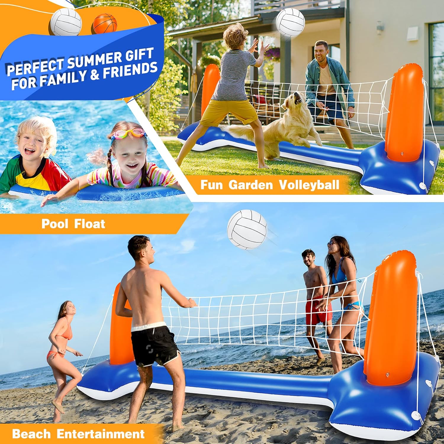 Detalle de Subtail Ensemble de Volley-Ball Gonflable 290 cm — Jeux de piscine pour toute la famille