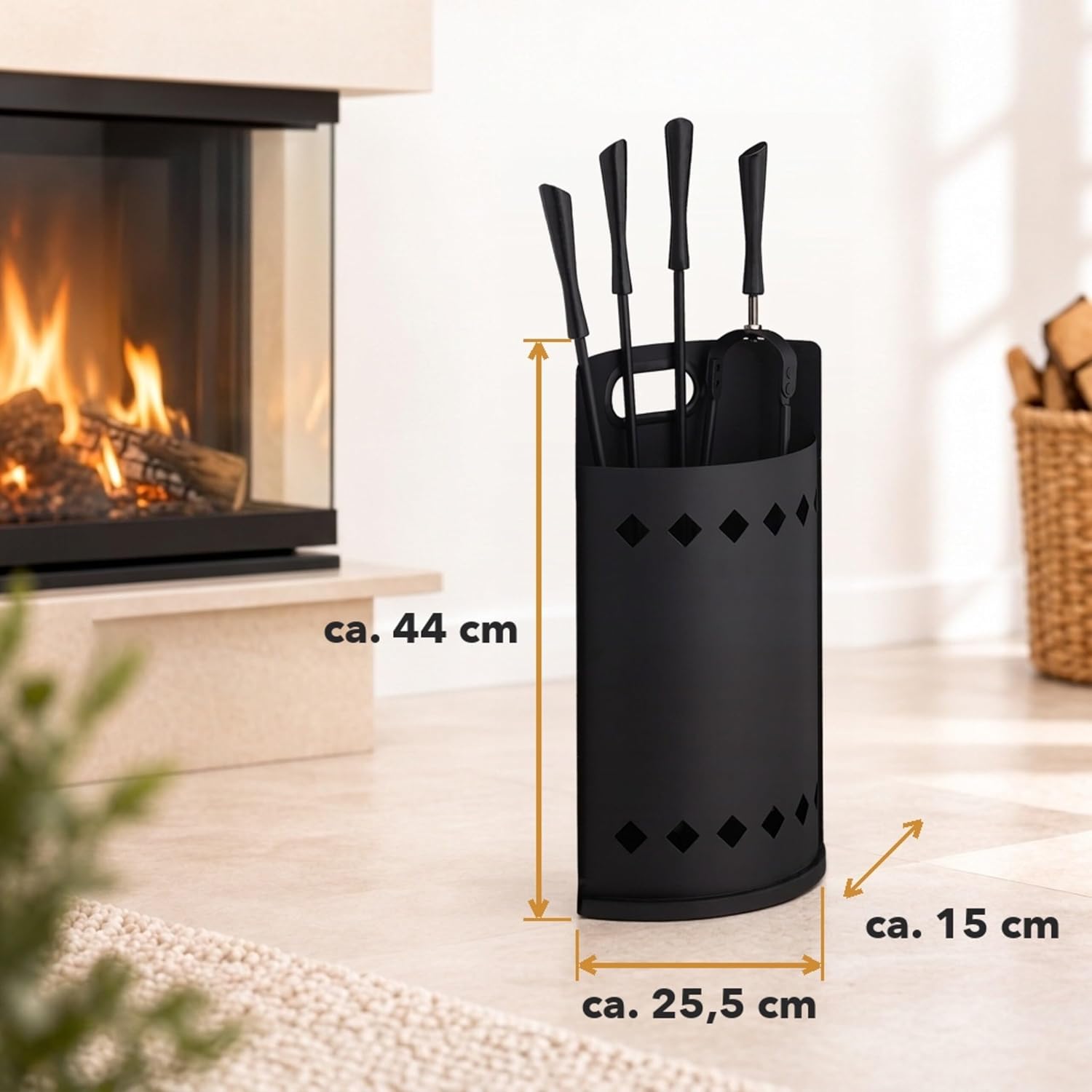 Thumbnail 3 de Relaxdays 10033831 Fireplace Tool Set, 5-Piece, Matt Black