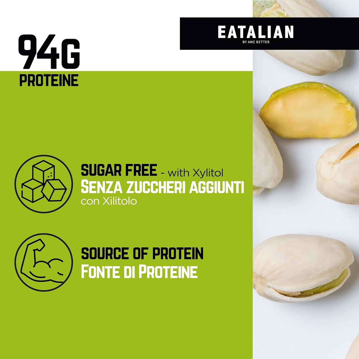 Detalle de EATALIAN by AMZ BETTER Topping Proteico Pistacho 🍨 500g