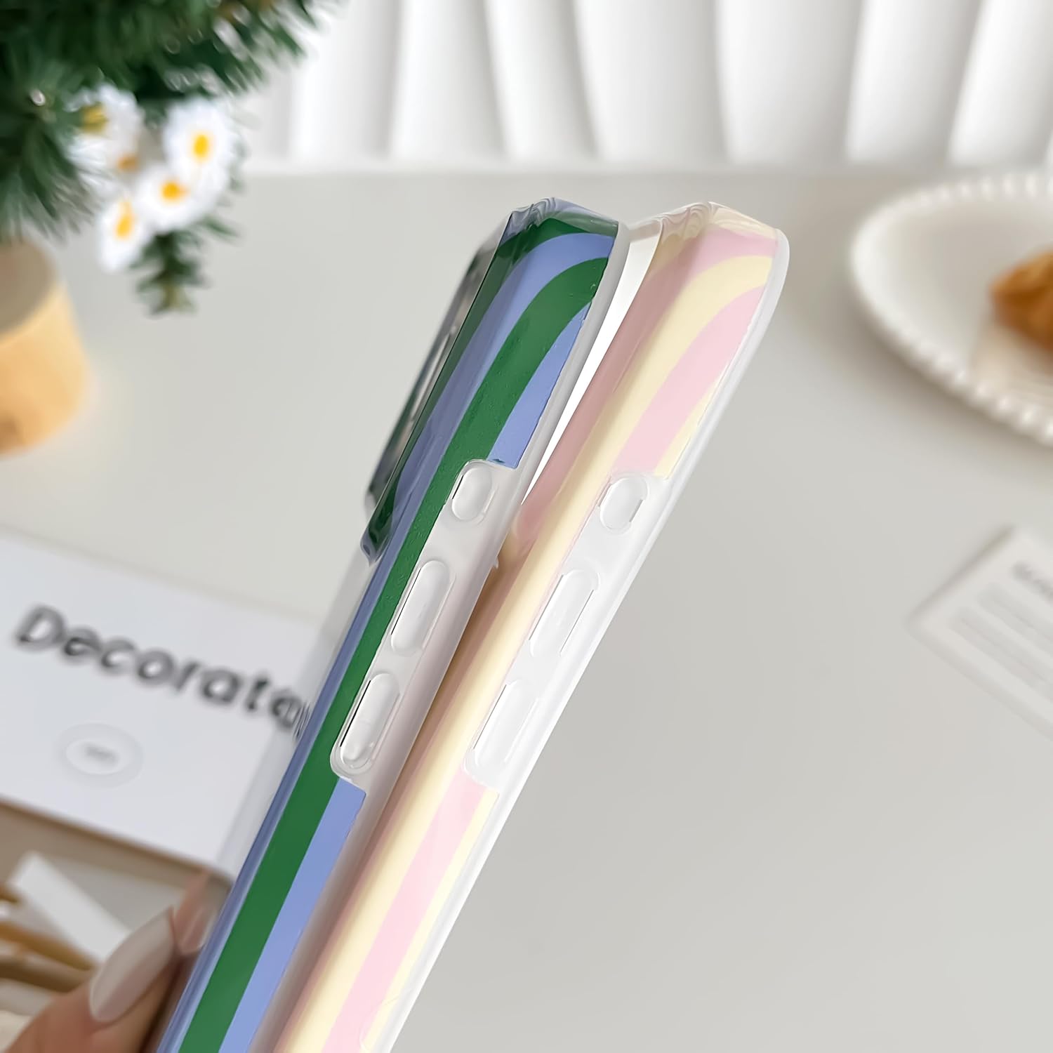 Thumbnail 3 de Yeddabox iPhone 17 Pro Case — Cute Striped TPU Slim Case in Green and Blue
