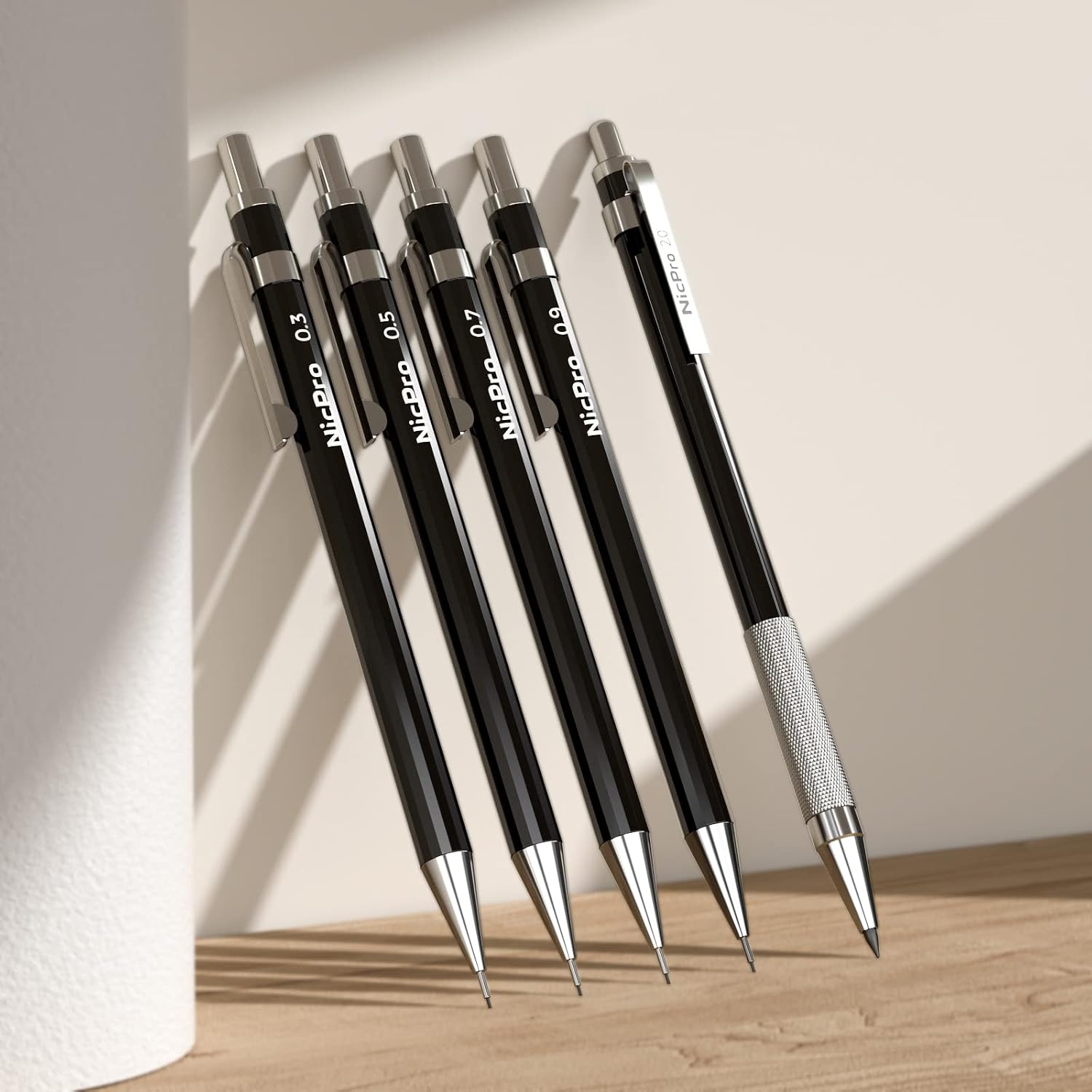 Detalle 2 de Nicpro porte-mines métal 5 pièces 0,3‑2 mm ✏