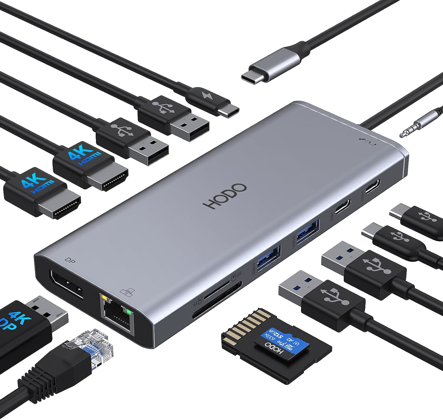 Detalle de 14-in-1 USB-C Docking Station (Dual HDMI + Triple Display) for Dell/HP/Lenovo Laptops