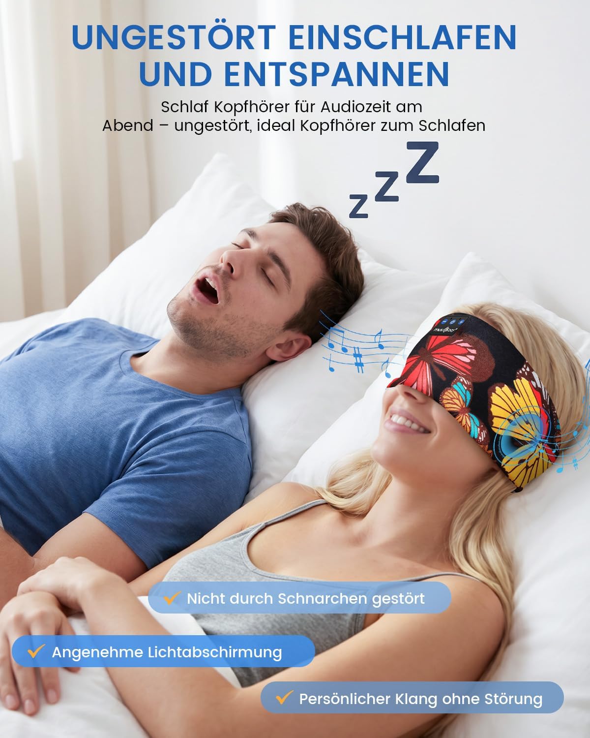 Thumbnail 2 de MUSICOZY Schlafkopfhörer Stirnband Bluetooth 5.4 – Ultradünne 11 mm Treiber, 14 Std Akku, Waschbares Design