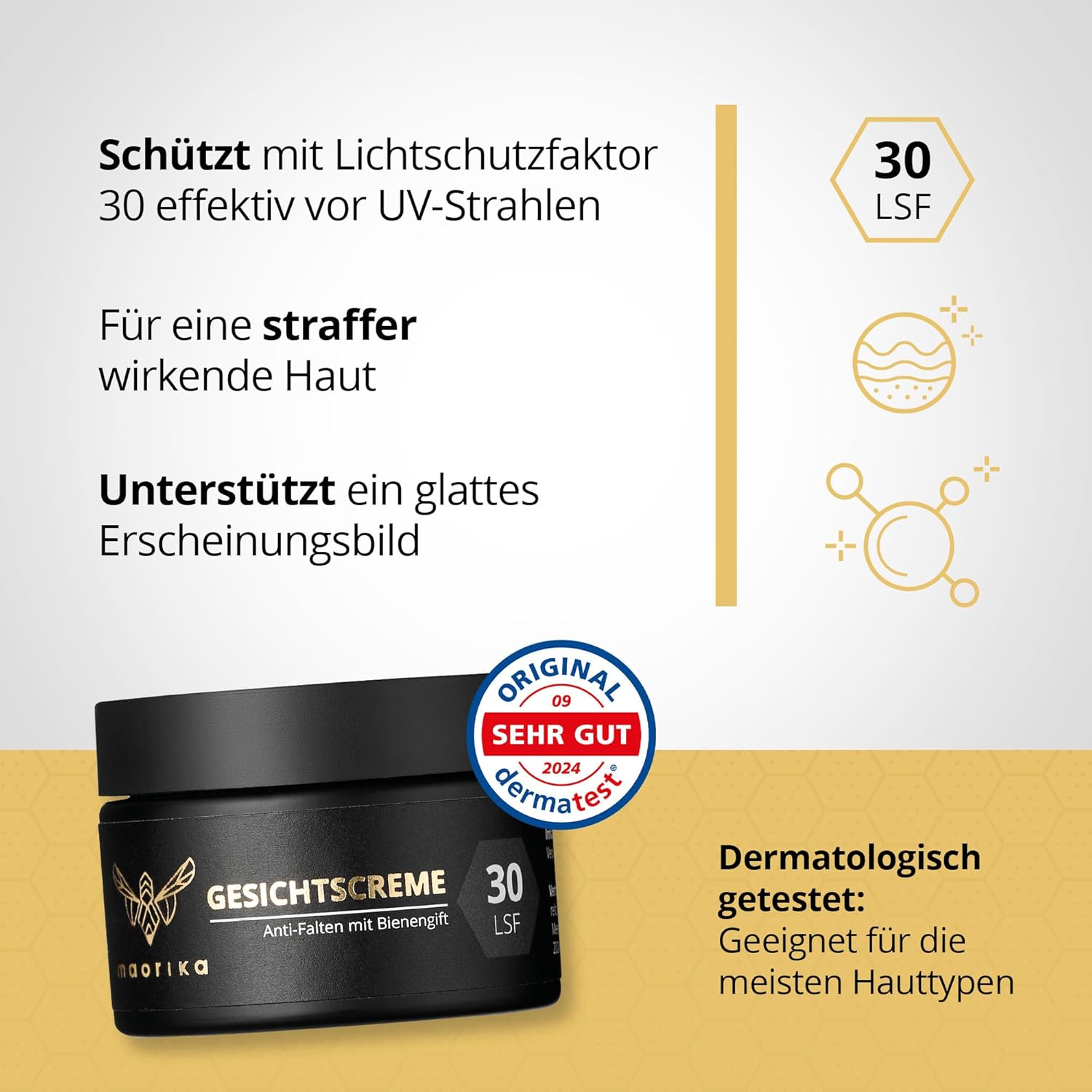 Thumbnail 2 de maorika Gesichtscreme mit Bienengift, Hyaluron & Manuka – Anti-Aging mit LSF 30 (3x 50 ml Sparpaket)