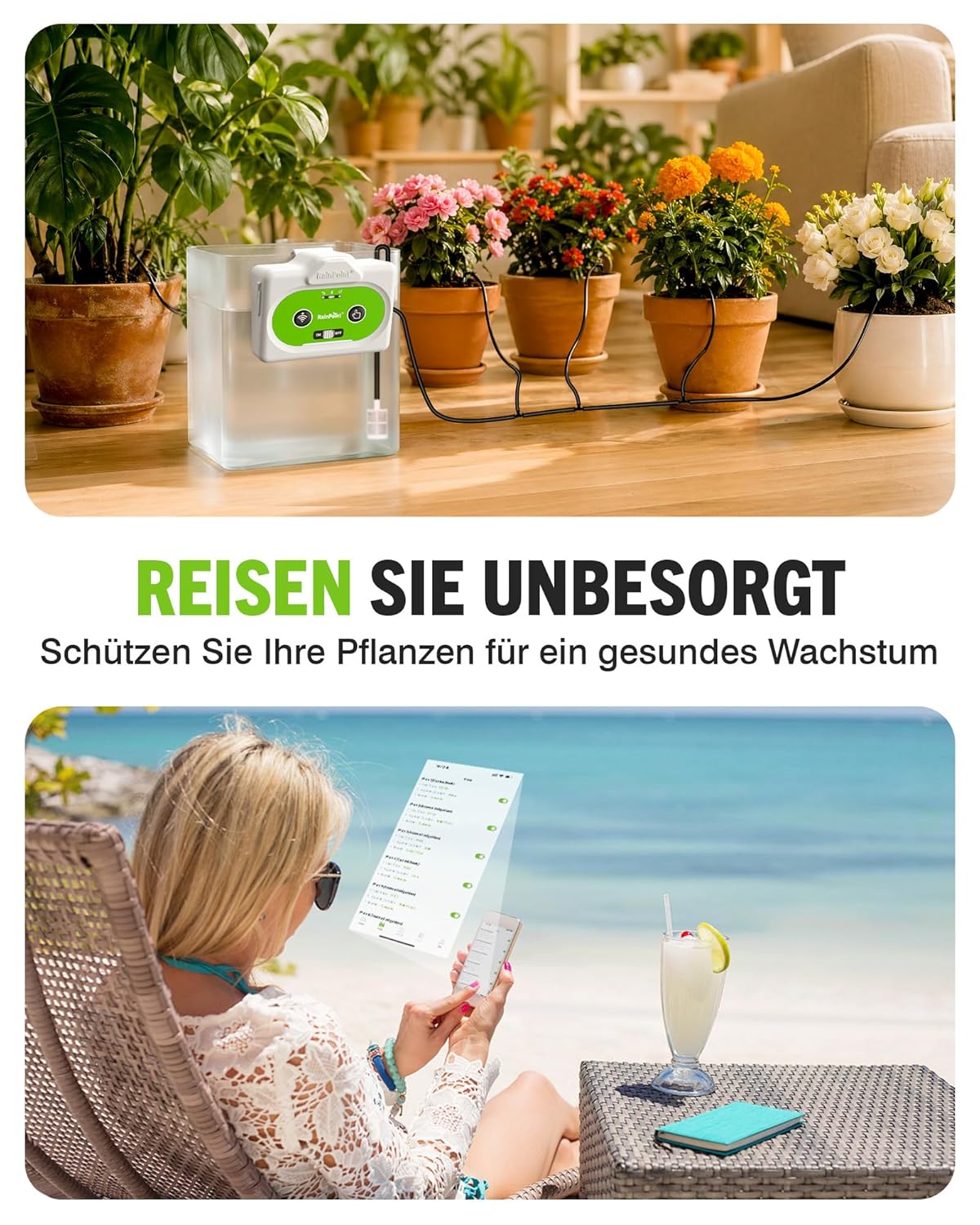 Detalle de RAINPOINT Automatisches Bewässerungssystem WiFi – intelligente Bewässerung für 15 Zimmerpflanzen