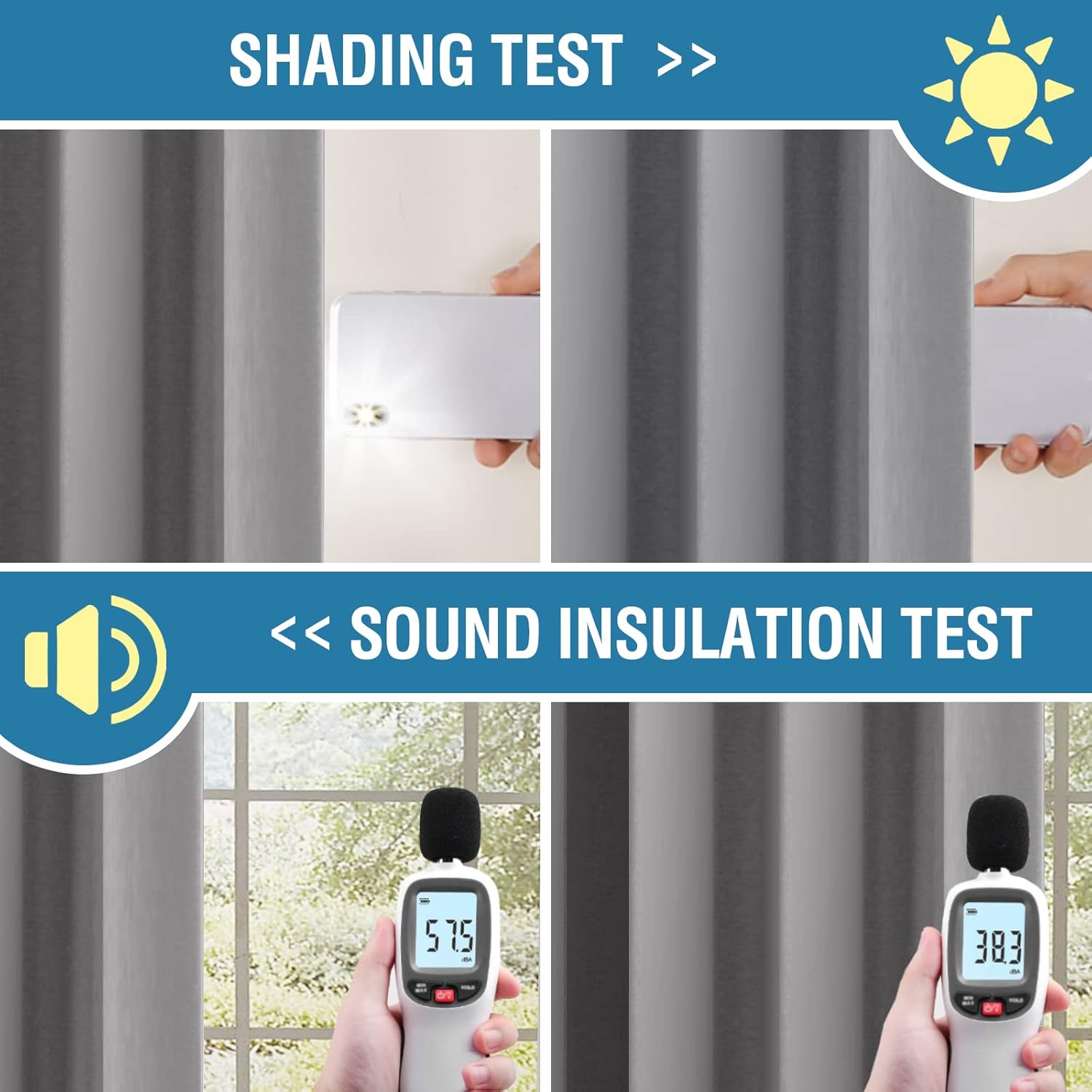 Thumbnail 4 de BellaHills 100% blackout pencil pleat curtains (2 panels) – Dove Grey, thermal insulated