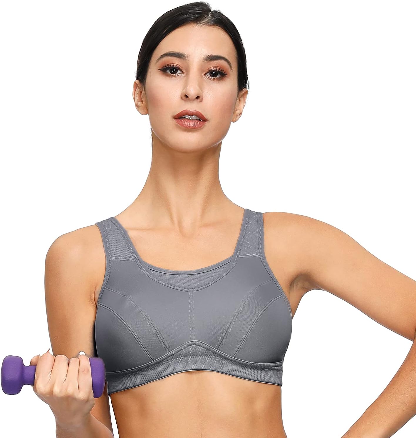 Detalle de Deyllo Sport-BH für große Brüste – starker Halt, ohne Bügel, für Fitness, Joggen und Yoga