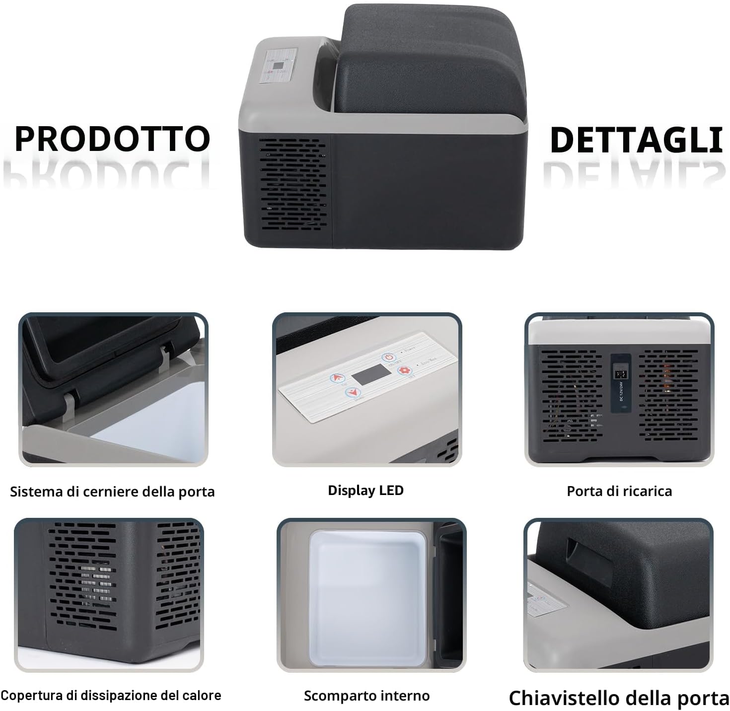 Detalle de Alpicool C12PT: Frigorifero portatile da 12 L a 12 V, ideale per auto, camper, barca e RV