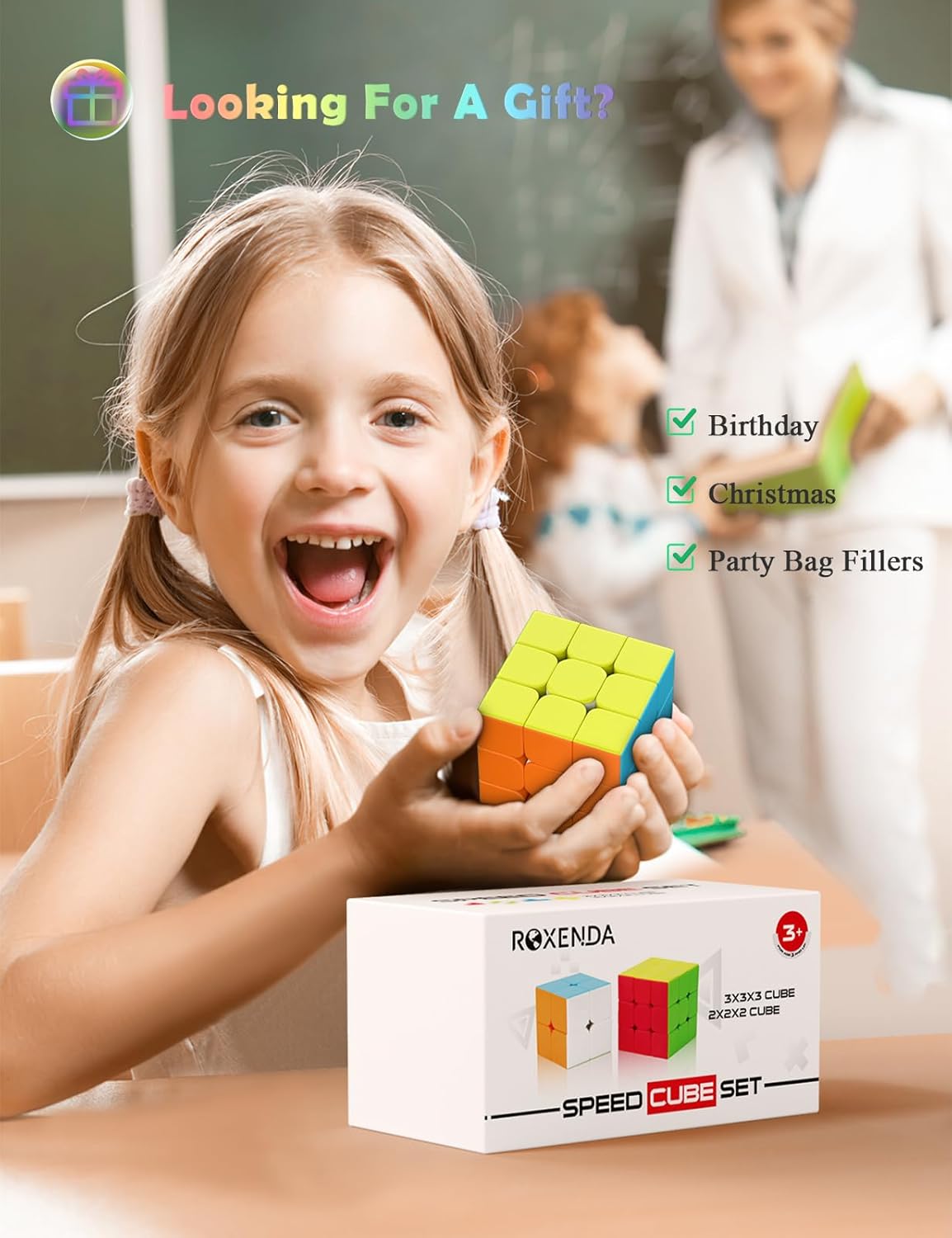 Thumbnail 3 de ROXENDA Speed Cube Set (2x2 & 3x3) stickerless fast cubes with English instructions