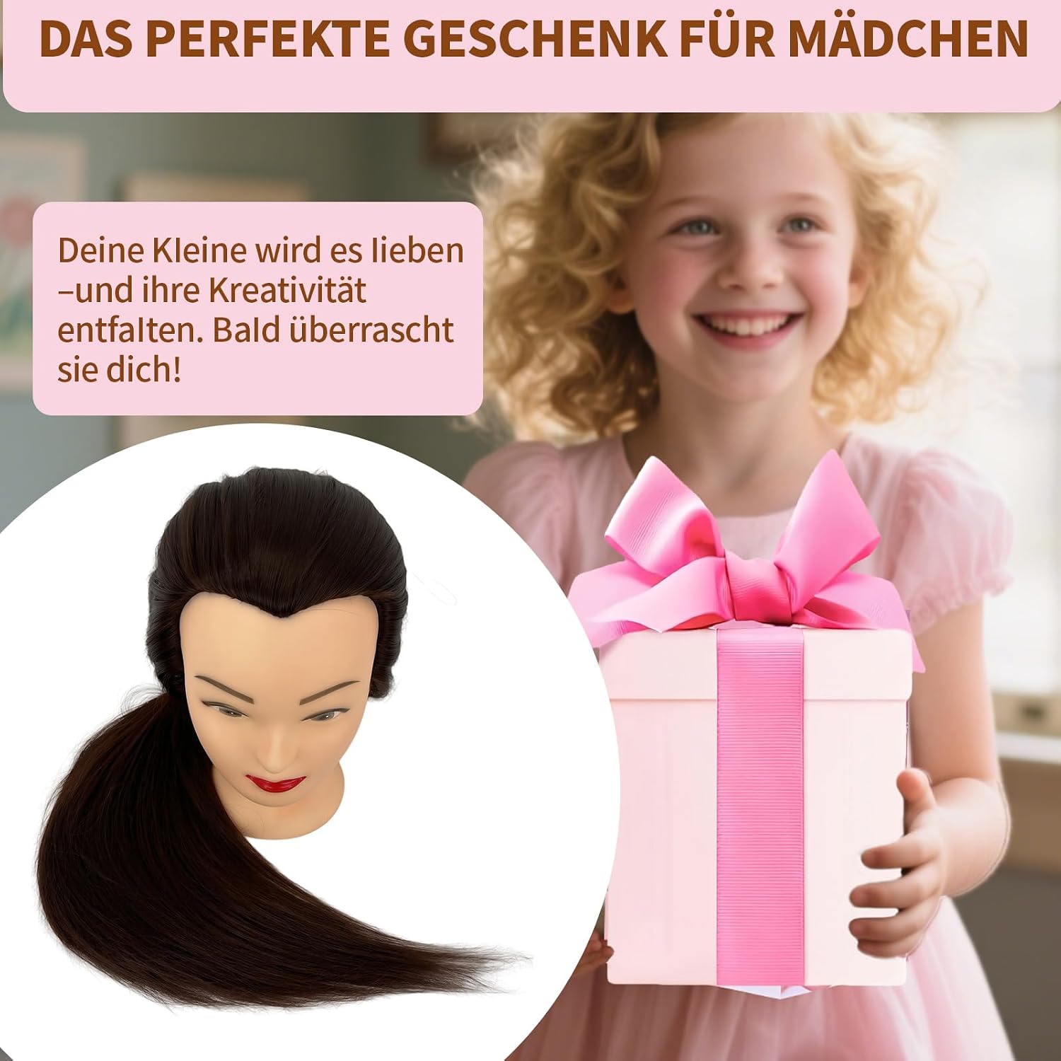 Thumbnail 6 de Tête à coiffer professionnelle pour enfants avec support – kit complet pour apprentissage en salons et écoles