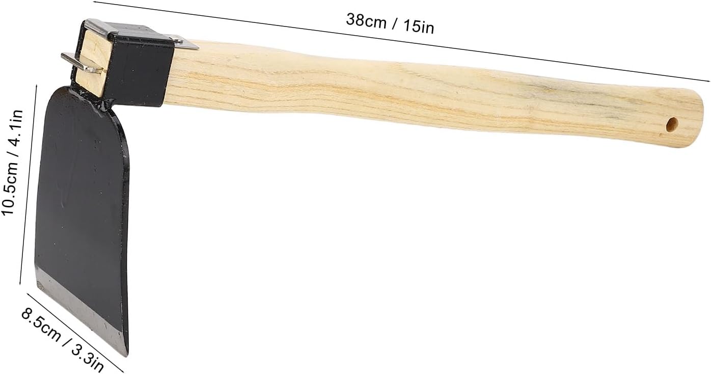 Detalle 2 de Aramox D202 planteringshacka med trähandtag och blad i kolstål