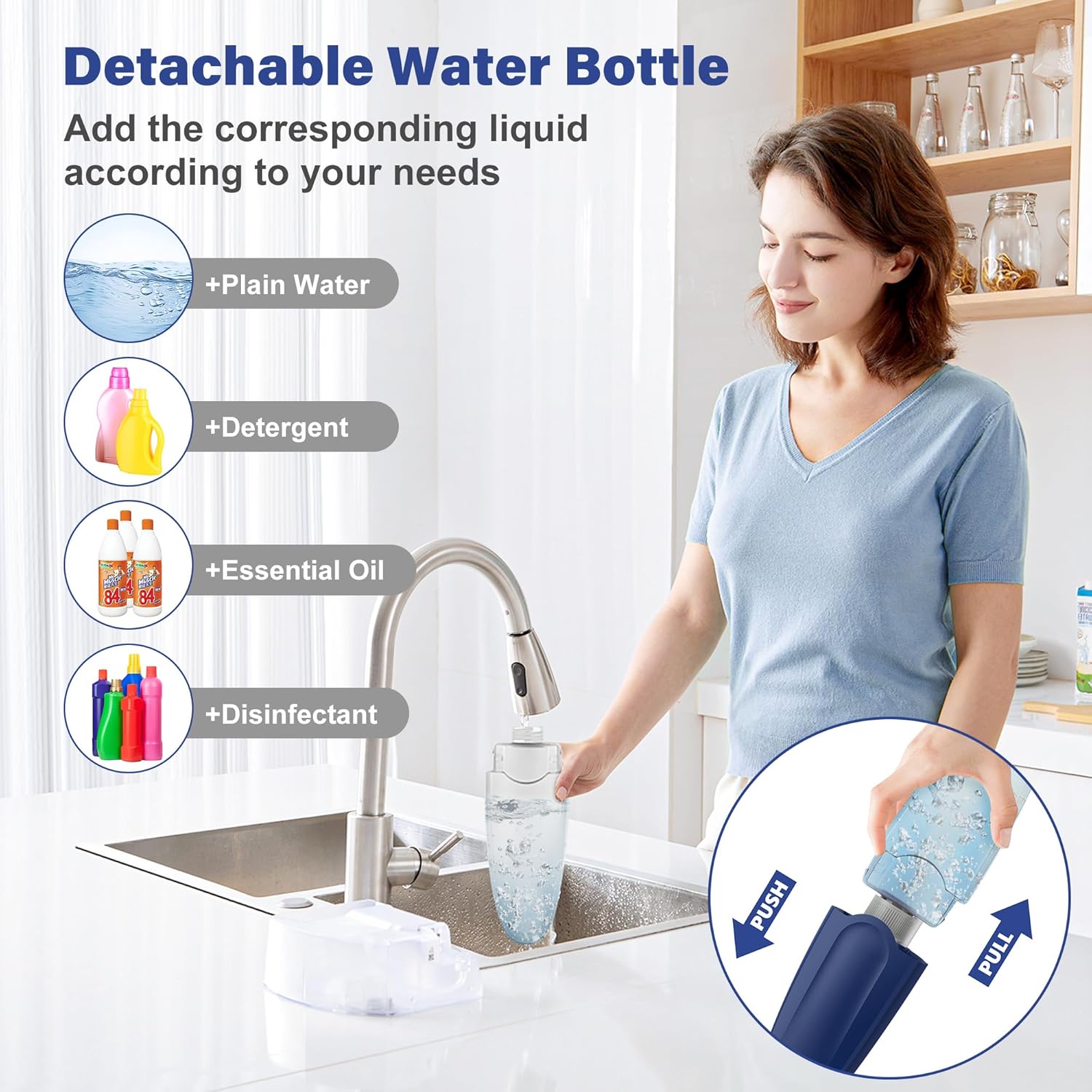 Thumbnail 4 de # Spray Mop Hardwood Floor Cleaning: 635ml Refillable Tank with 3 Washable Pads