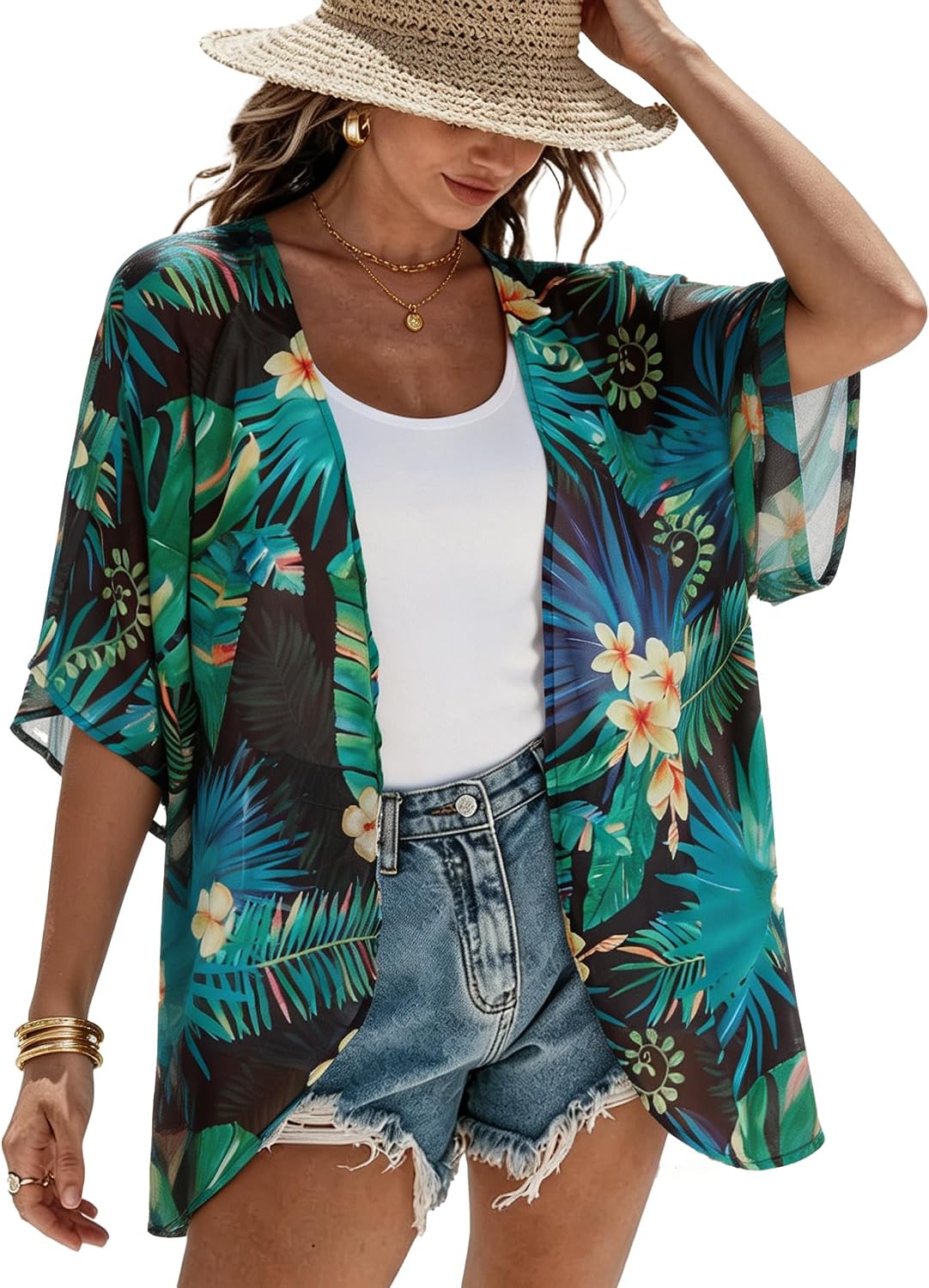 Detalle de CHICGAL Women's Kimono Cardigan, Chiffon