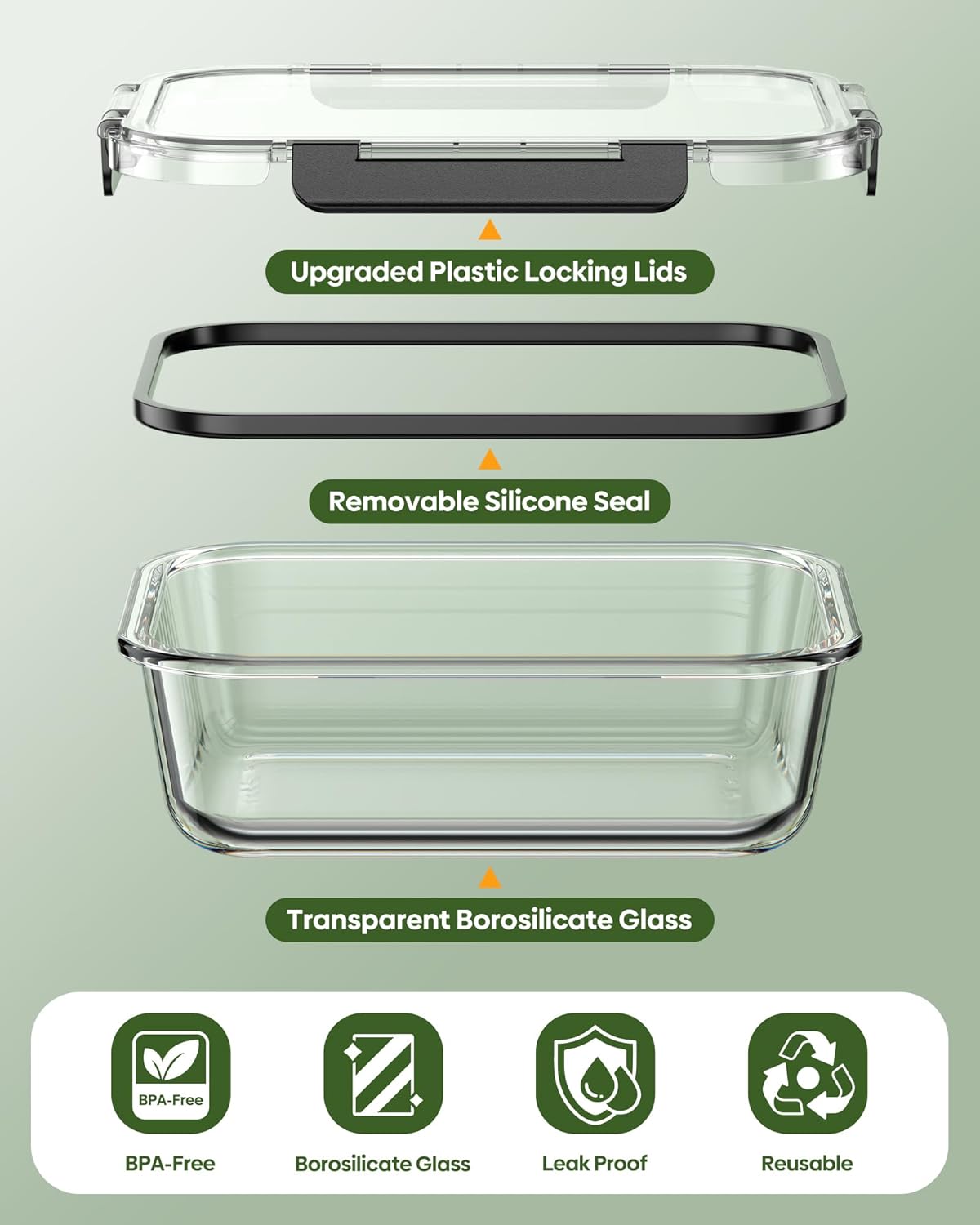 Thumbnail 2 de KEMETHY 40 PCS Glass Food Storage Containers with Lids – Borosilicate Glass, BPA-Free & Leak-Proof
