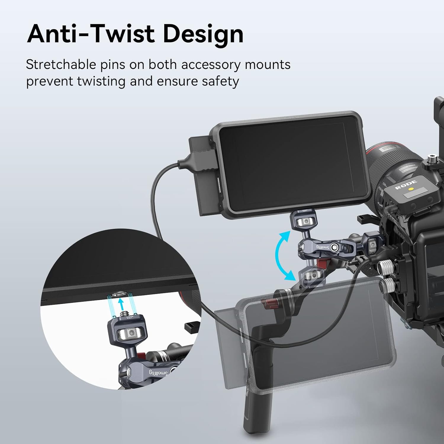 Detalle de SMALLRIG Braccio Magico a Doppia Testa a Sfera con Viti 1/4"-20, 6 kg, 88 g
