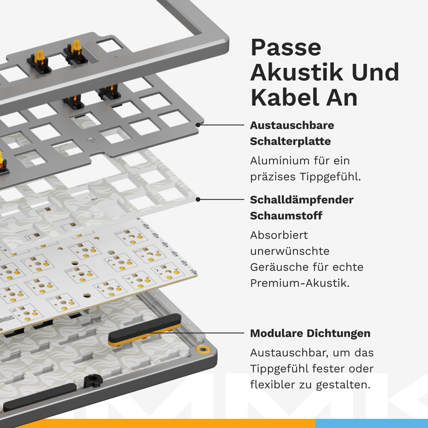 Thumbnail 4 de GLORIOUS GMMK 3 PRO: Anpassbare mechanische Tastatur 65% Silber