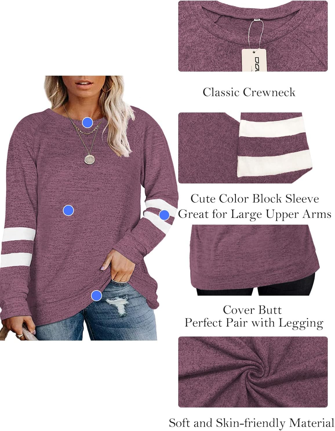 Thumbnail 4 de DOLNINE Plus Size Sweatshirt Tunic Top