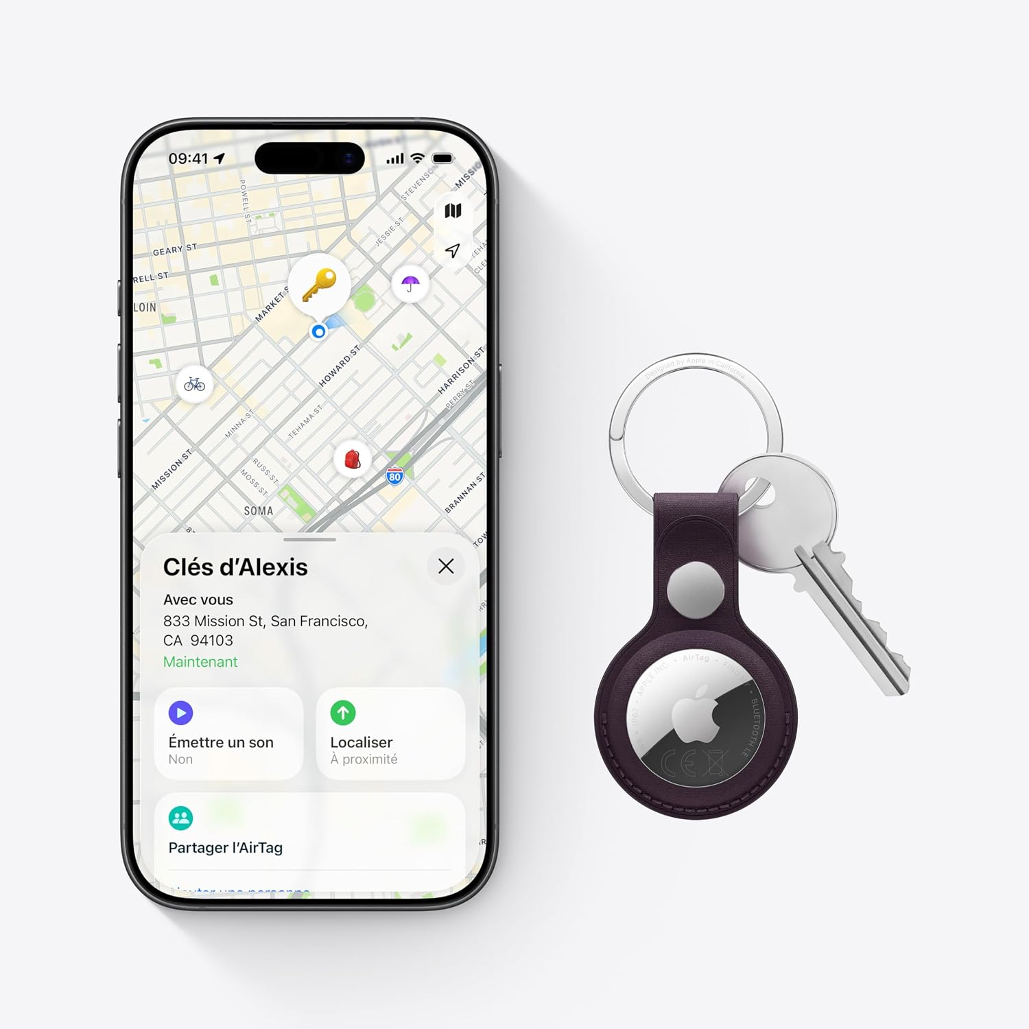Detalle de Apple AirTag 2ᵉ génération – Lot de 4: traqueurs intelligents pour clés, portefeuille et plus