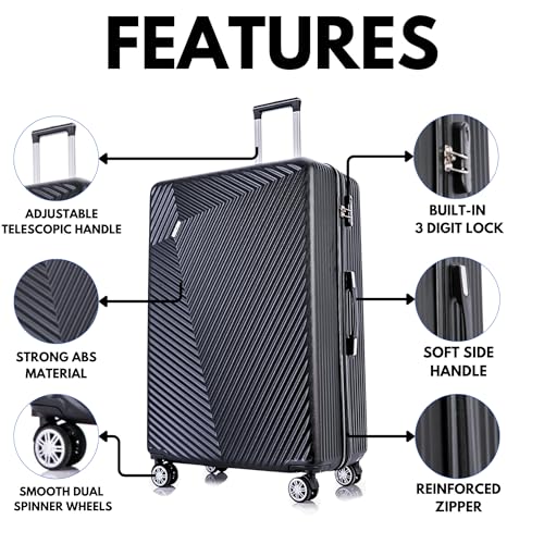 Thumbnail 2 de FLYMAX Medium Suitcase 67 Litre, 4 Wheel Lightweight ABS Travel Case