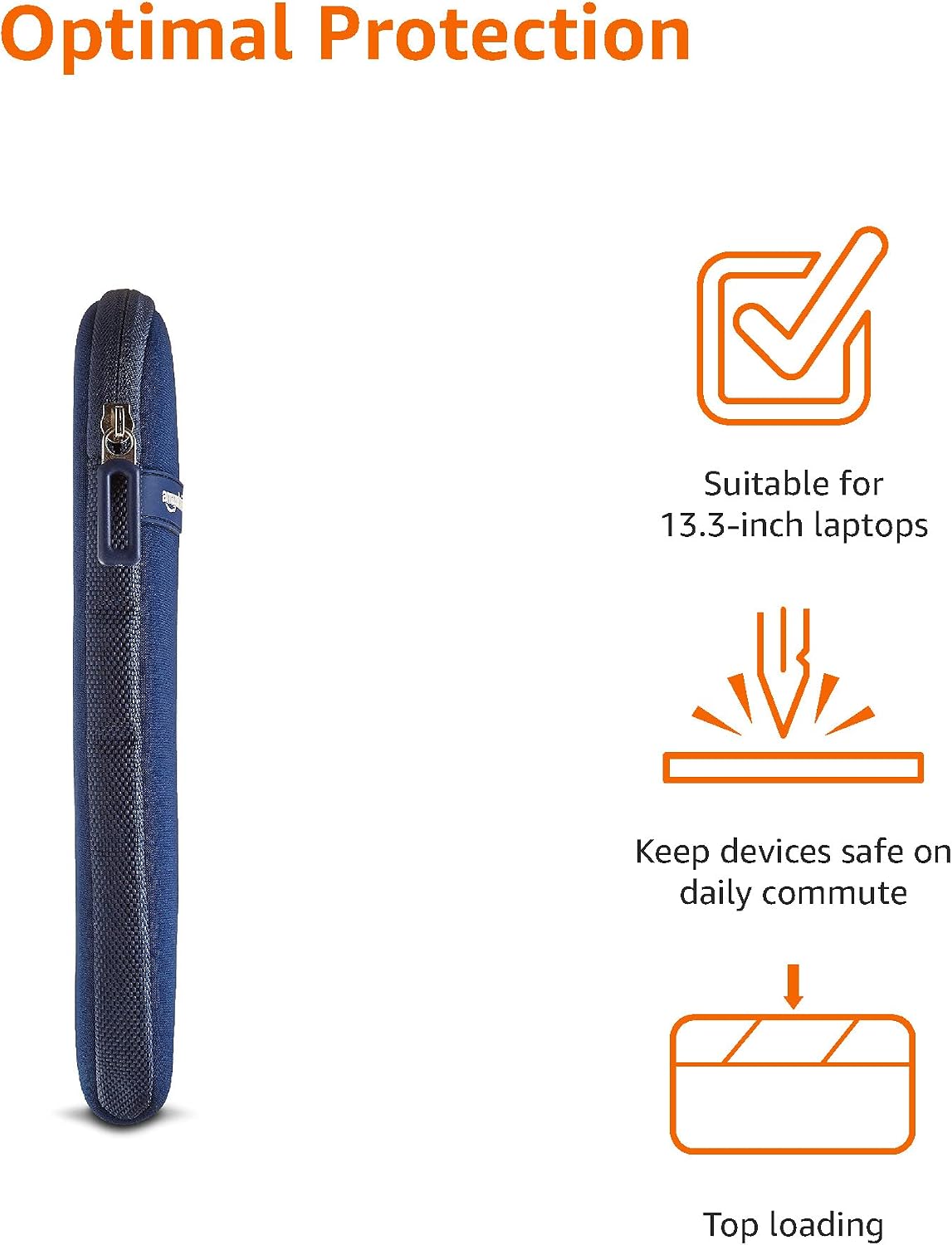 Detalle 2 de Amazonベーシック NC1506164F1 13.3インチ対応ノートパソコンスリーブ ネイビー