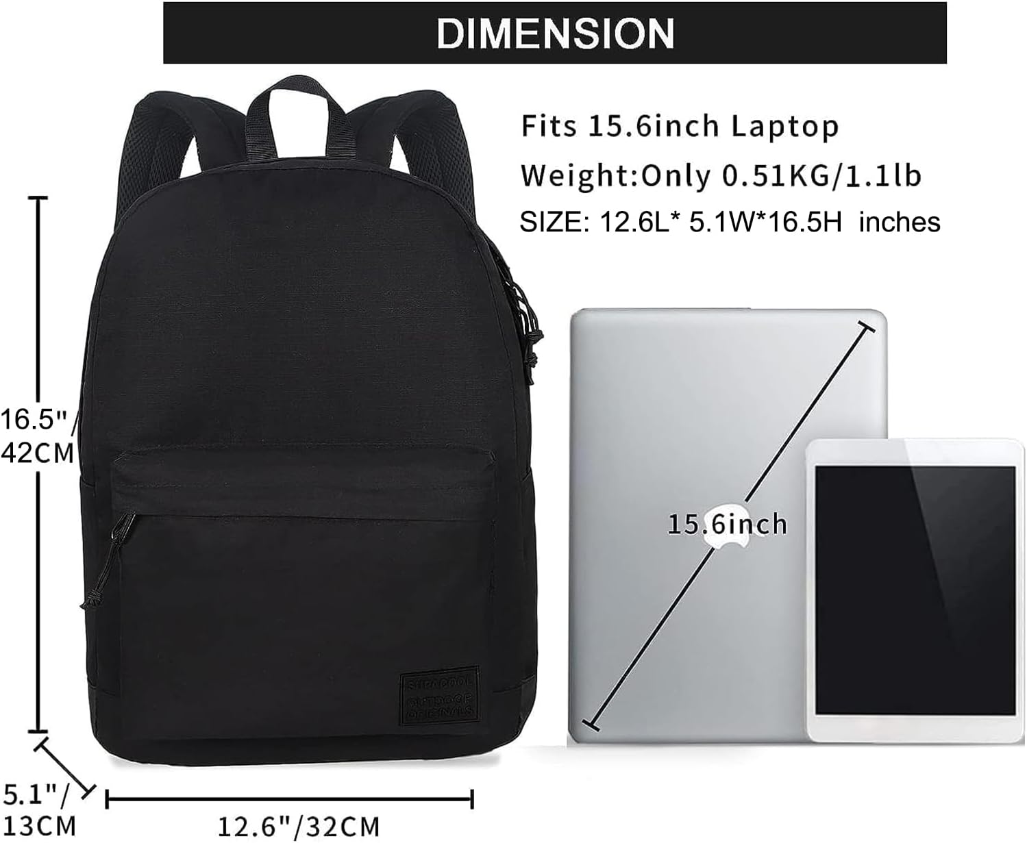Thumbnail 1 de SUPACOOL Casual Laptop Backpack for Men and Women (Black)