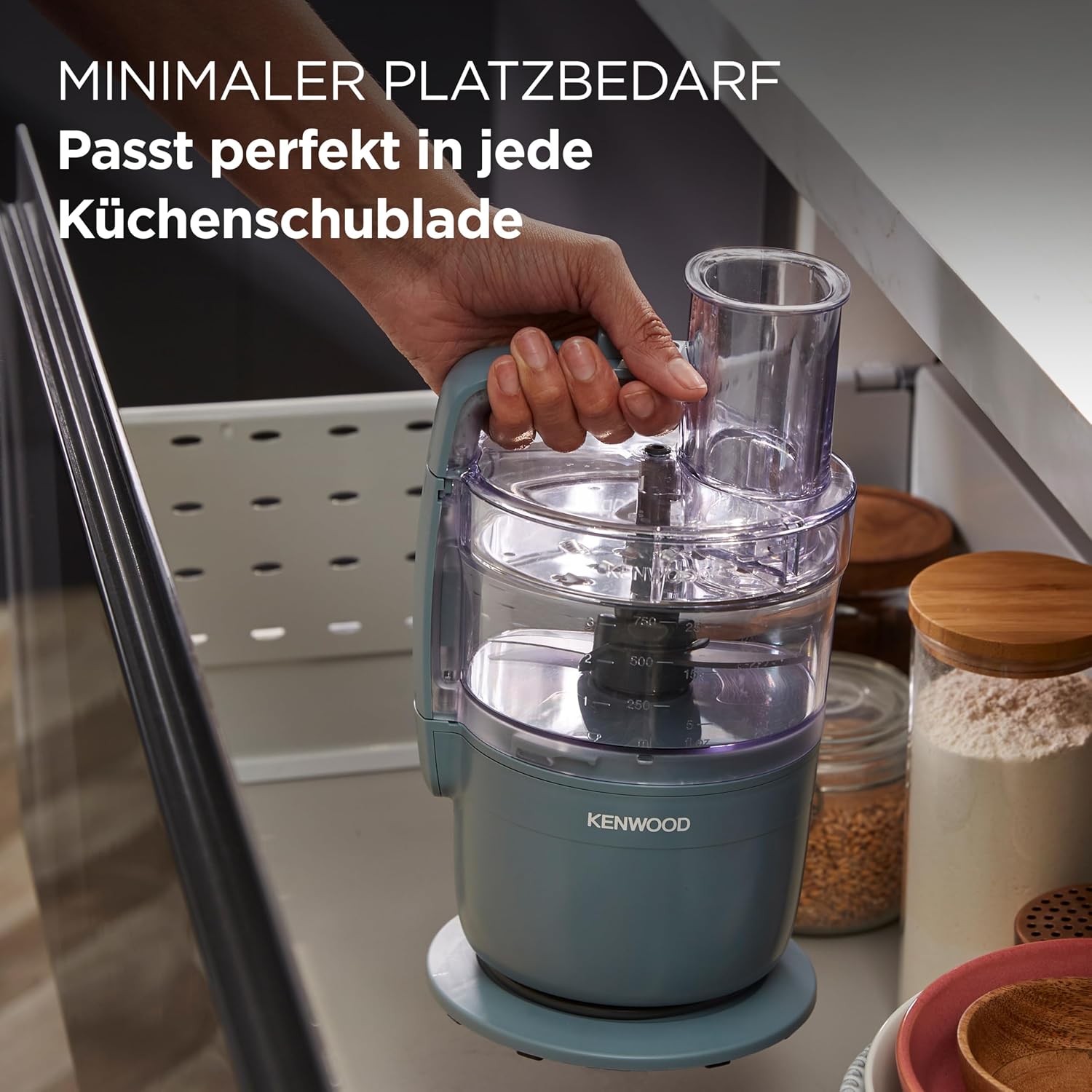 Detalle de Kenwood MultiPro Compact FDP23.130GY – Kompakte Küchenmaschine mit Express Serve und Edelstahlmesser