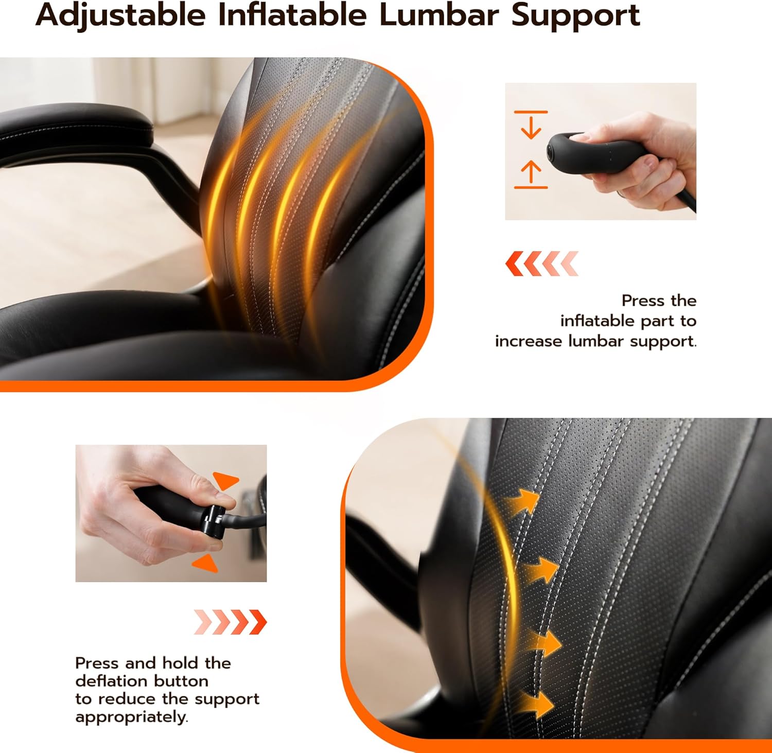 Thumbnail 2 de Ylzyxal Office Desk Chair with Adjustable Air Lumbar, Flip-Up Arms, and 360° Swivel Wheels