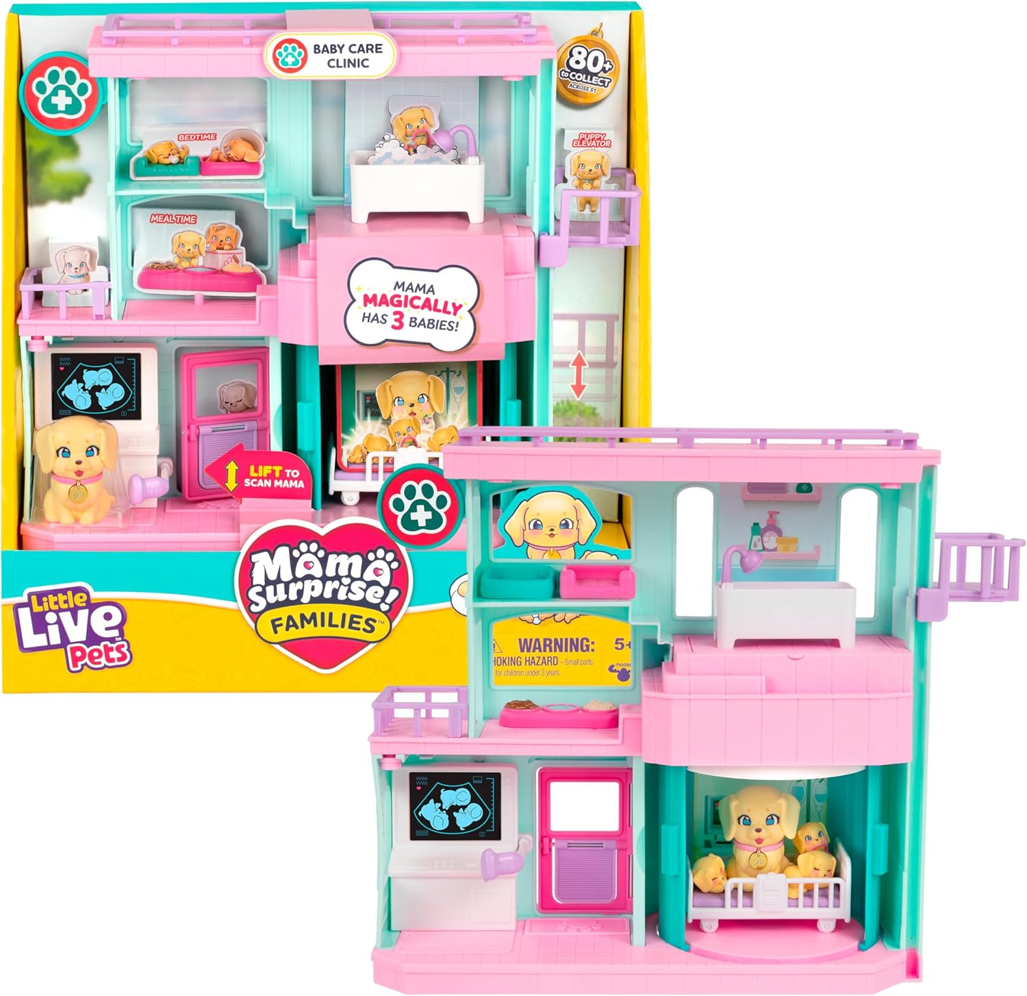 Thumbnail 6 de Little Live Pets Mama Surprise Families: Baby-Klinik-Spielset mit 3 Retriever-Welpen – magisch und vielseitig