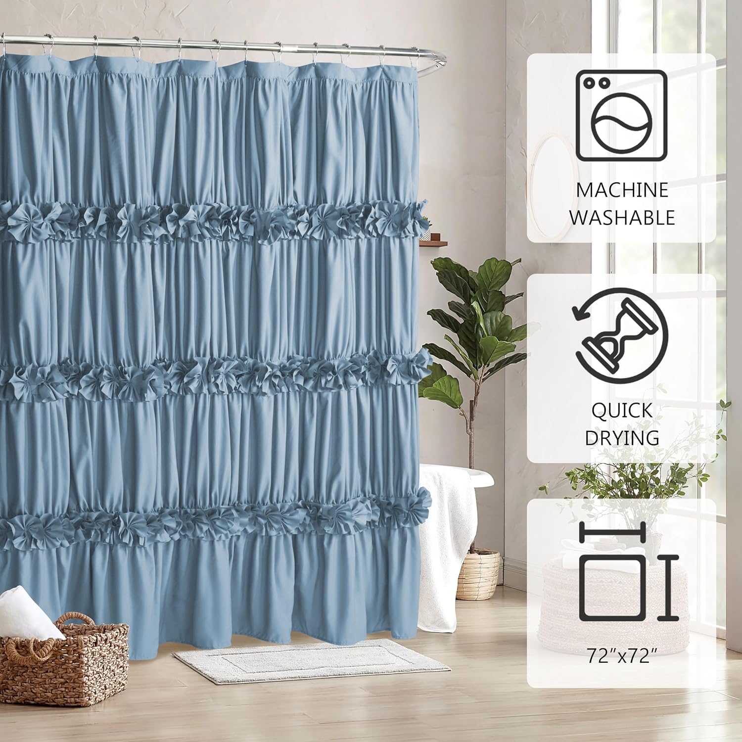 Detalle de Homechoice Decor Shower Curtain, 72 x 72 Inches