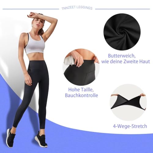 Detalle de TNNZEET High Waist Leggings Damen – Elastische, weiche Sporthose mit hoher Taille (EU-Größen S–XL, L/XL, XXL) in verschiedenen Farben