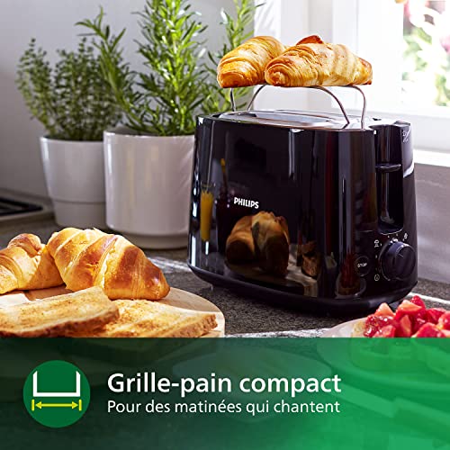 Detalle 2 de PHILIPS Grille-pain Daily, 2 fentes larges, 8 réglages, 830W, Noir