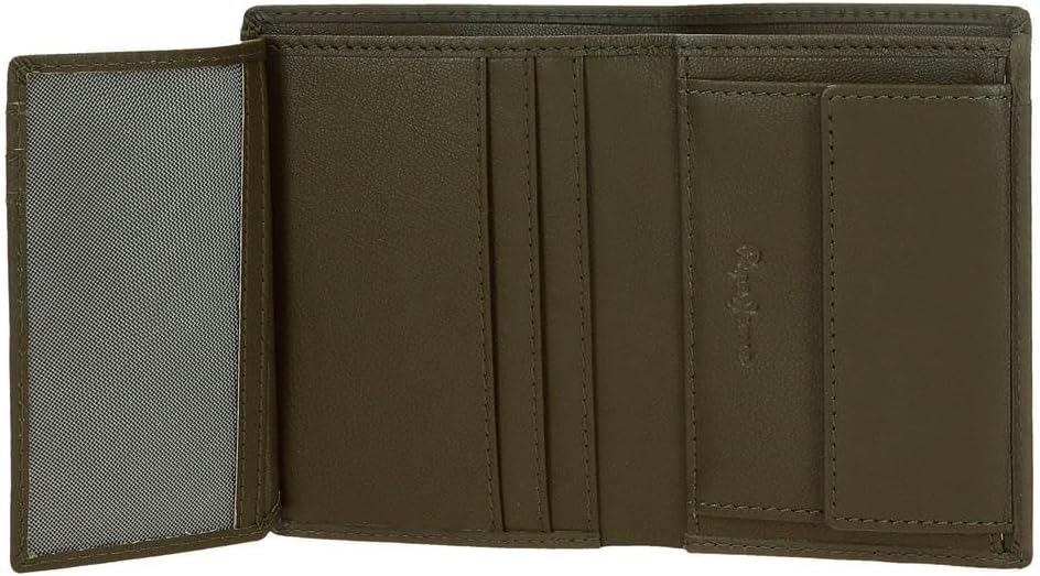 Detalle de Pepe Jeans Staple Portefeuille Vertical avec Porte-Monnaie – Vert, cuir, 8,5 x 11,5 cm