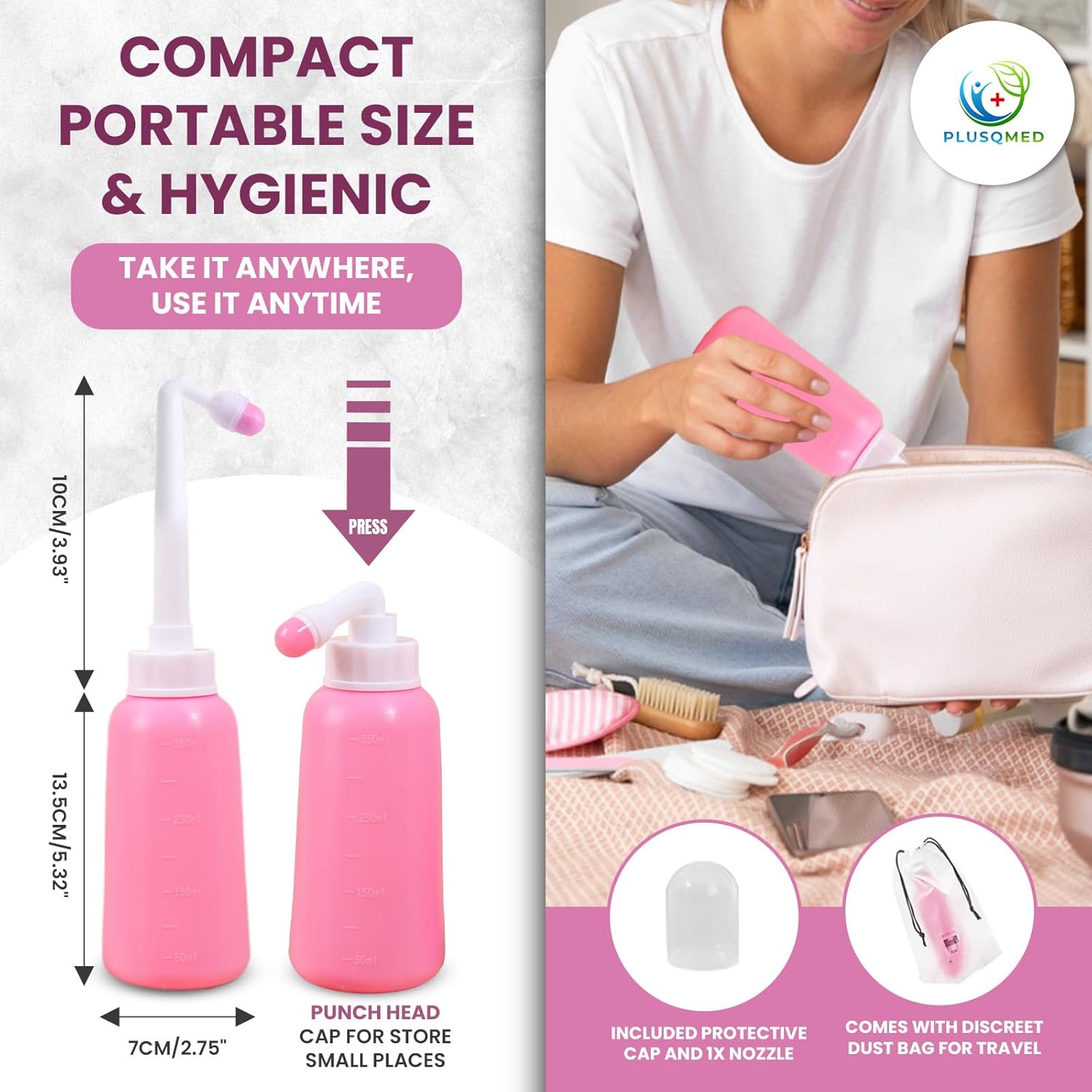 Thumbnail 1 de Peri Bottle for Postpartum Care – 350ml Portable Bidet Bottle with 1 Nozzle Stored Inside
