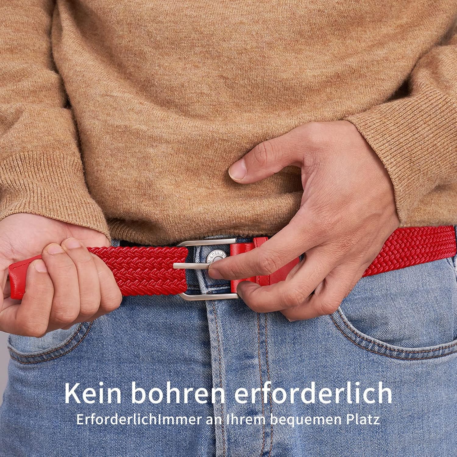 Thumbnail 4 de TANGCHAO Stretch-Stoffgürtel als Flechtgürtel mit Elastik, Breite 3,3 cm – verstellbar für Damen und Herren