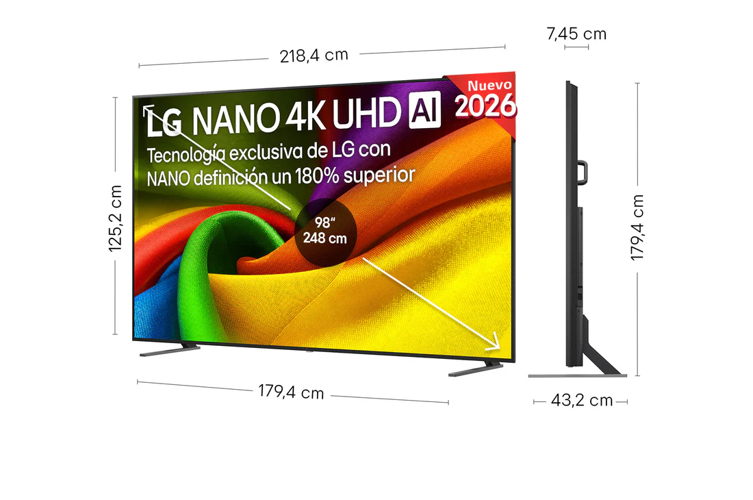 Detalle 2 de LG NANO 4K UHD AI NU90 de 98'' (98NU900B6LB) con Copilot, 144 Hz y webOS 26 IA