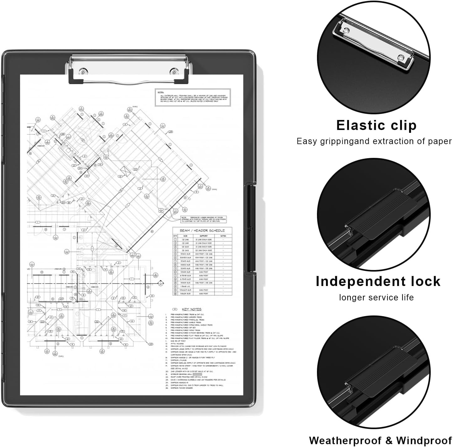 Thumbnail 2 de Hnogri Clipboard with Storage (Dual Compartment Nursing Clipboards) – Black