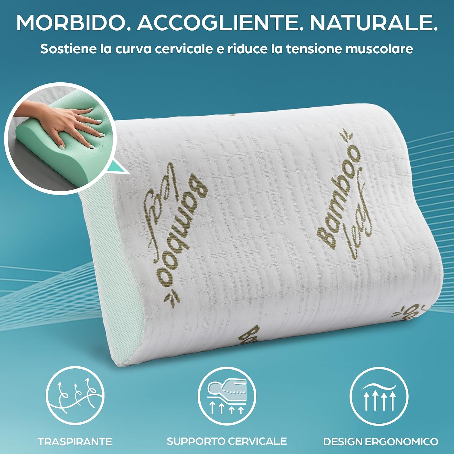 Thumbnail 6 de Flowen Cuscino Cervicale Memory Foam per Dormire 🌙📦📦📦📦📦📦📦📦📦📦📦📦📦📦📦📦📦🌙